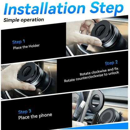 Upgraded Magnetic Car Phone Holder Unpowered Version 360° Rotatable Foldable Adjustable Vacuum Adsorption Mount No Noise For IPhone & Android