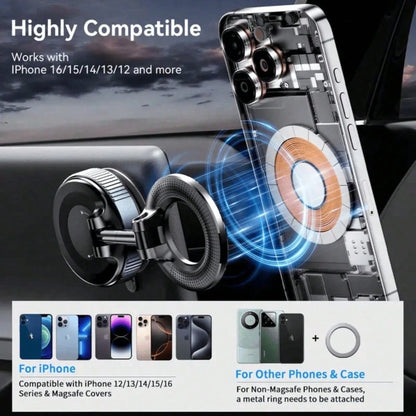 Upgraded Magnetic Car Phone Holder Unpowered Version 360° Rotatable Foldable Adjustable Vacuum Adsorption Mount No Noise For IPhone & Android