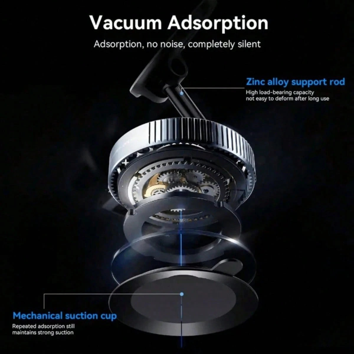 Upgraded Magnetic Car Phone Holder Unpowered Version 360° Rotatable Foldable Adjustable Vacuum Adsorption Mount No Noise For IPhone & Android