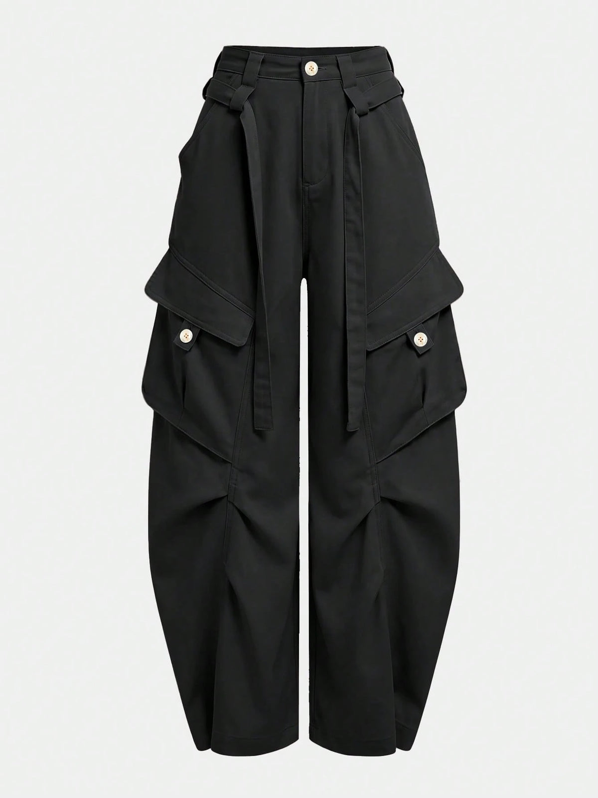 UREREM Women's Solid Color Woven Fabric Cargo Wide Leg Pants With Tassels, Suitable For Home, Travel, School, Spring, Summer, Autumn, Winter