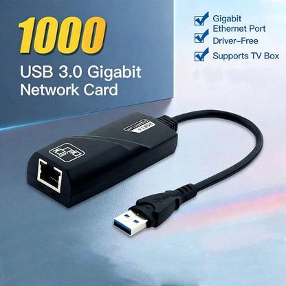 USB 3.0 Gigabit Network Card, USB To RJ45 Wired Network Card, RJ45 Ethernet LAN Network Adapter