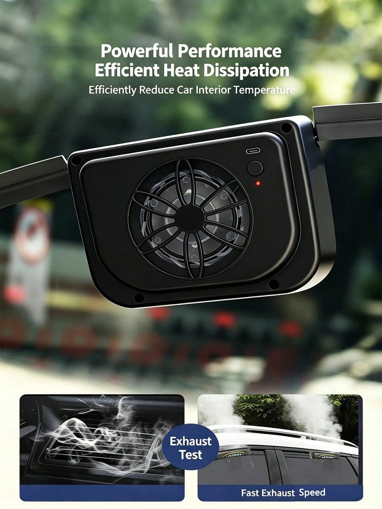USB & Solar Powered Car Cooling Fan, Window Ventilation Exhaust System, Portable Air Circulation Cooler For Cars, SUVs & Trucks