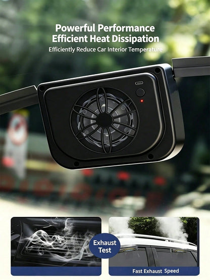 USB & Solar Powered Car Cooling Fan, Window Ventilation Exhaust System, Portable Air Circulation Cooler For Cars, SUVs & Trucks