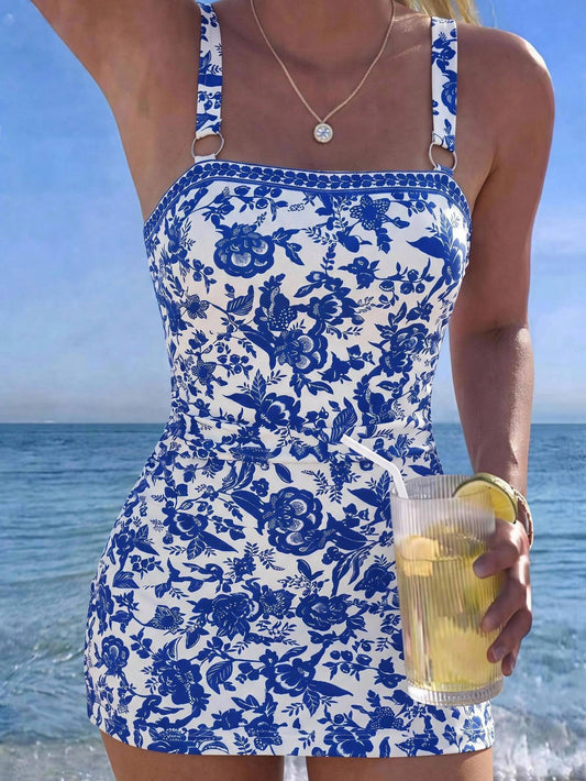 Vaclyn 26SS Women's Spring/Summer Beachwear Vacation Swim Dress Sexy Hot Girl Elegant Romantic BOHO Bohemian Wavy Textured Fabric High-End Color Block White