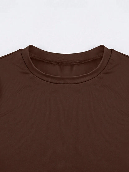 Vaclyn Women's Fashionable Versatile Solid Color Round Neck Short Sleeve Casual T-Shirt