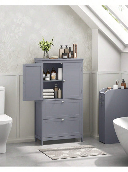 VASAGLE Bathroom Floor Storage Cabinet, Bathroom Storage Unit, Freestanding Bathroom Cabinet With 2 Drawers And 2 Doors, Adjustable Shelf, 11.8 X 23.6 X 43.3 Inches