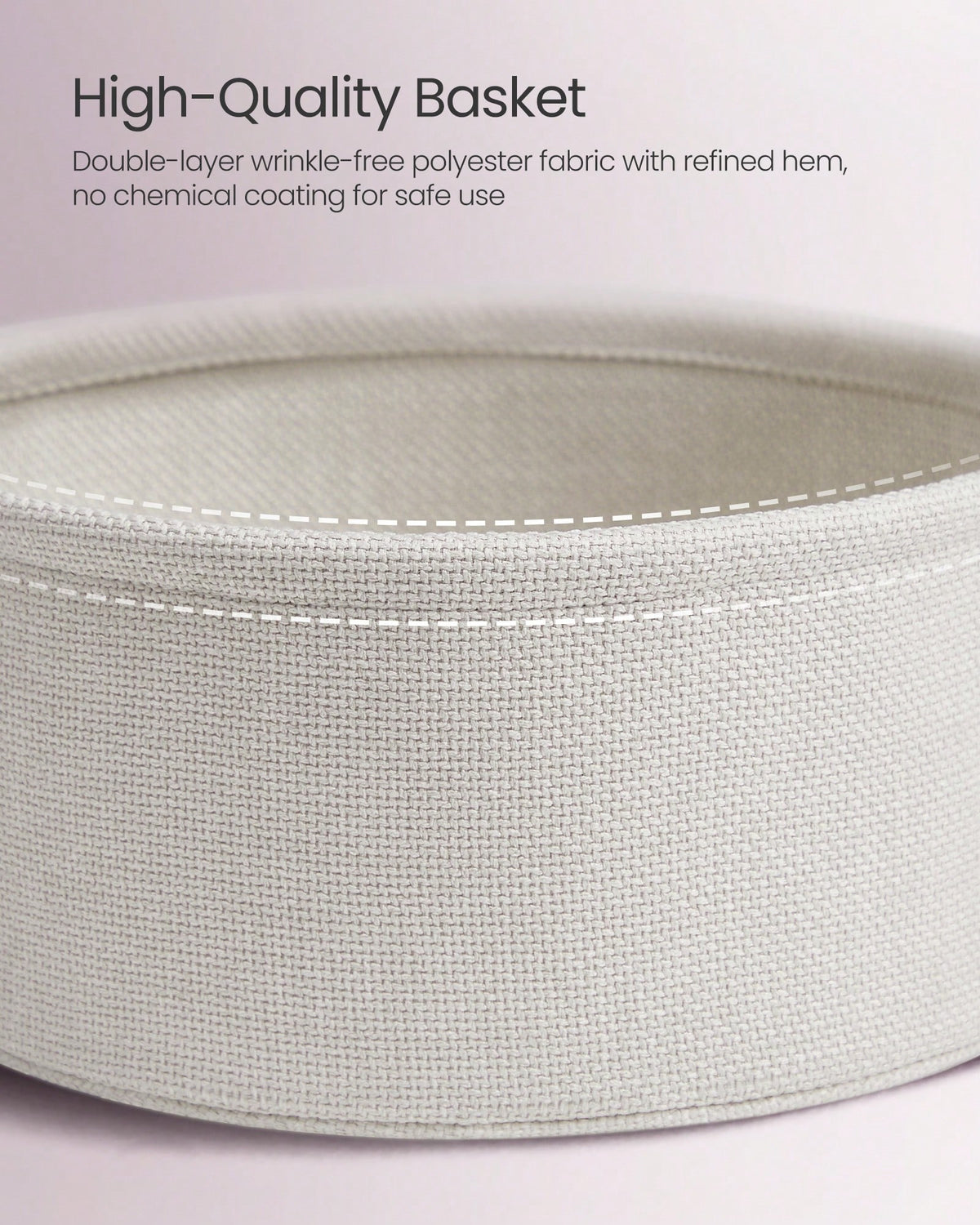 VASAGLE End Table, Small Bedside Table With Fabric Basket, Modern Nightstand, Round Side Table, For Living Room, Bedroom, Jelly Pink And Cream White