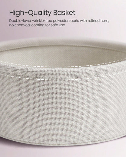 VASAGLE End Table, Small Bedside Table With Fabric Basket, Modern Nightstand, Round Side Table, For Living Room, Bedroom, Jelly Pink And Cream White