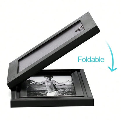 Ve..Rtical & Horizontal 4X6 Picture Frames Double Hinged Wood Folding Photo Frames With Real Glass Front Fit For Desktop Or Tabletop, Black