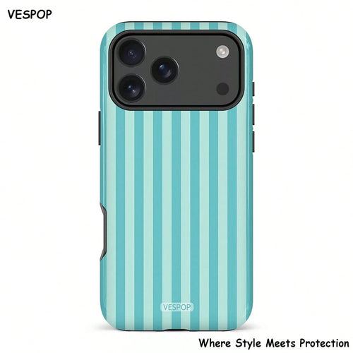 VESPOP Contrast Striped Phone Case, Vintage Ins Style Full Coverage Anti-Drop Protective Cover- For IPhone 18/17/16/15/14/13/12/11 Pro Max/Pro Plus/12 Mini/13 Mini, Compatible With Galaxy S26 S25 S24
