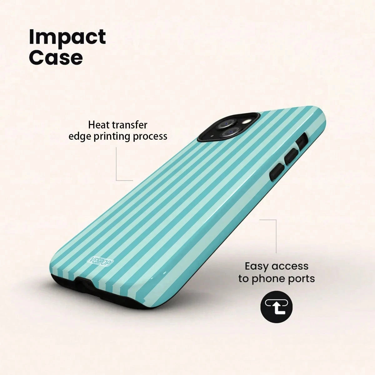 VESPOP Contrast Striped Phone Case, Vintage Ins Style Full Coverage Anti-Drop Protective Cover- For IPhone 18/17/16/15/14/13/12/11 Pro Max/Pro Plus/12 Mini/13 Mini, Compatible With Galaxy S26 S25 S24
