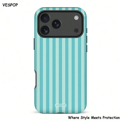 VESPOP Contrast Striped Phone Case, Vintage Ins Style Full Coverage Anti-Drop Protective Cover- For IPhone 18/17/16/15/14/13/12/11 Pro Max/Pro Plus/12 Mini/13 Mini, Compatible With Galaxy S26 S25 S24