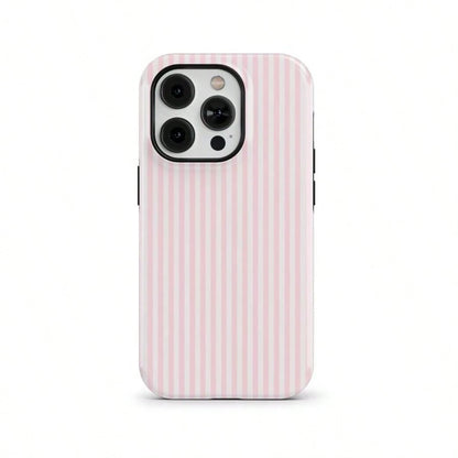 VESPOP Pink White Striped Pattern Shock-Proof Fashion Phone Case, Suitable For IPhone 17/16/15/14/13/12/11 Pro Max/Pro Plus/12 Mini/13 Mini, Galaxy S26 S25 S24 S23 S22 S21 Plus Ultra Birthday Gift