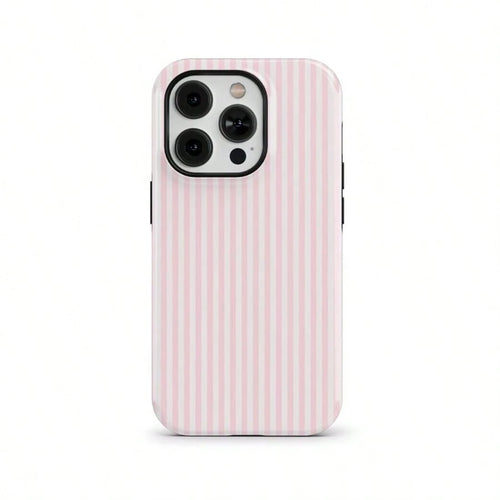 VESPOP Pink White Striped Pattern Shock-Proof Fashion Phone Case, Suitable For IPhone 17/16/15/14/13/12/11 Pro Max/Pro Plus/12 Mini/13 Mini, Galaxy S26 S25 S24 S23 S22 S21 Plus Ultra Birthday Gift