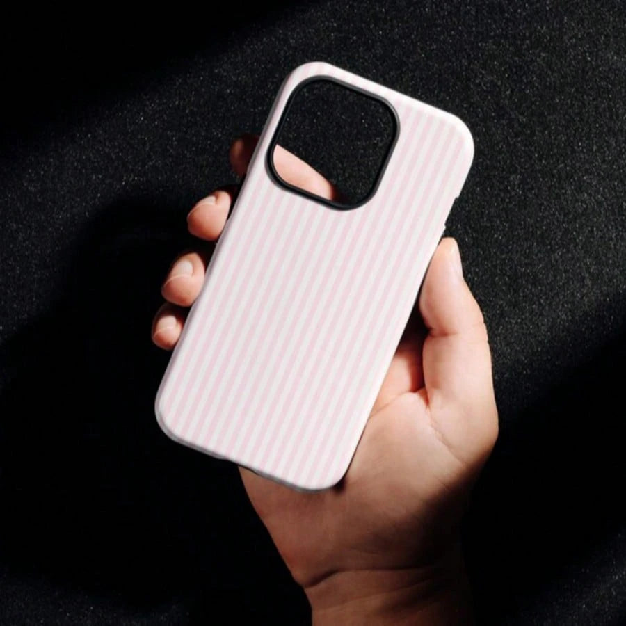 VESPOP Pink White Striped Pattern Shock-Proof Fashion Phone Case, Suitable For IPhone 17/16/15/14/13/12/11 Pro Max/Pro Plus/12 Mini/13 Mini, Galaxy S26 S25 S24 S23 S22 S21 Plus Ultra Birthday Gift