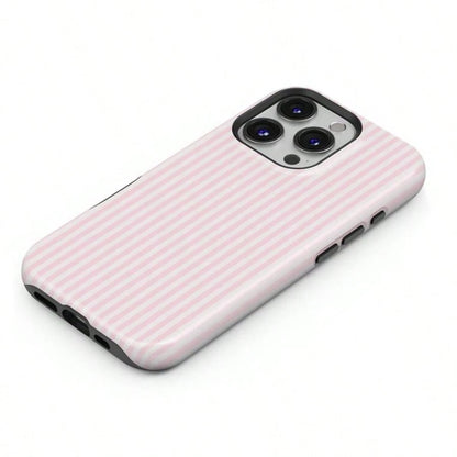 VESPOP Pink White Striped Pattern Shock-Proof Fashion Phone Case, Suitable For IPhone 17/16/15/14/13/12/11 Pro Max/Pro Plus/12 Mini/13 Mini, Galaxy S26 S25 S24 S23 S22 S21 Plus Ultra Birthday Gift
