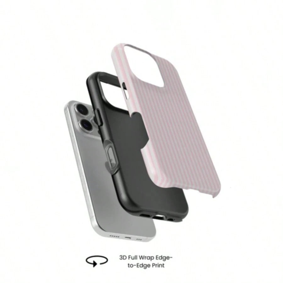 VESPOP Pink White Striped Pattern Shock-Proof Fashion Phone Case, Suitable For IPhone 17/16/15/14/13/12/11 Pro Max/Pro Plus/12 Mini/13 Mini, Galaxy S26 S25 S24 S23 S22 S21 Plus Ultra Birthday Gift