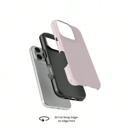 VESPOP Pink White Striped Pattern Shock-Proof Fashion Phone Case, Suitable For IPhone 17/16/15/14/13/12/11 Pro Max/Pro Plus/12 Mini/13 Mini, Galaxy S26 S25 S24 S23 S22 S21 Plus Ultra Birthday Gift