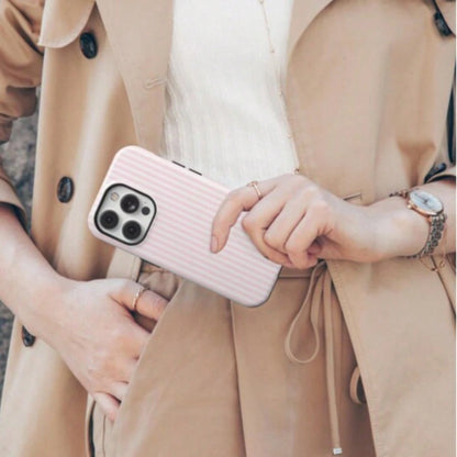 VESPOP Pink White Striped Pattern Shock-Proof Fashion Phone Case, Suitable For IPhone 17/16/15/14/13/12/11 Pro Max/Pro Plus/12 Mini/13 Mini, Galaxy S26 S25 S24 S23 S22 S21 Plus Ultra Birthday Gift