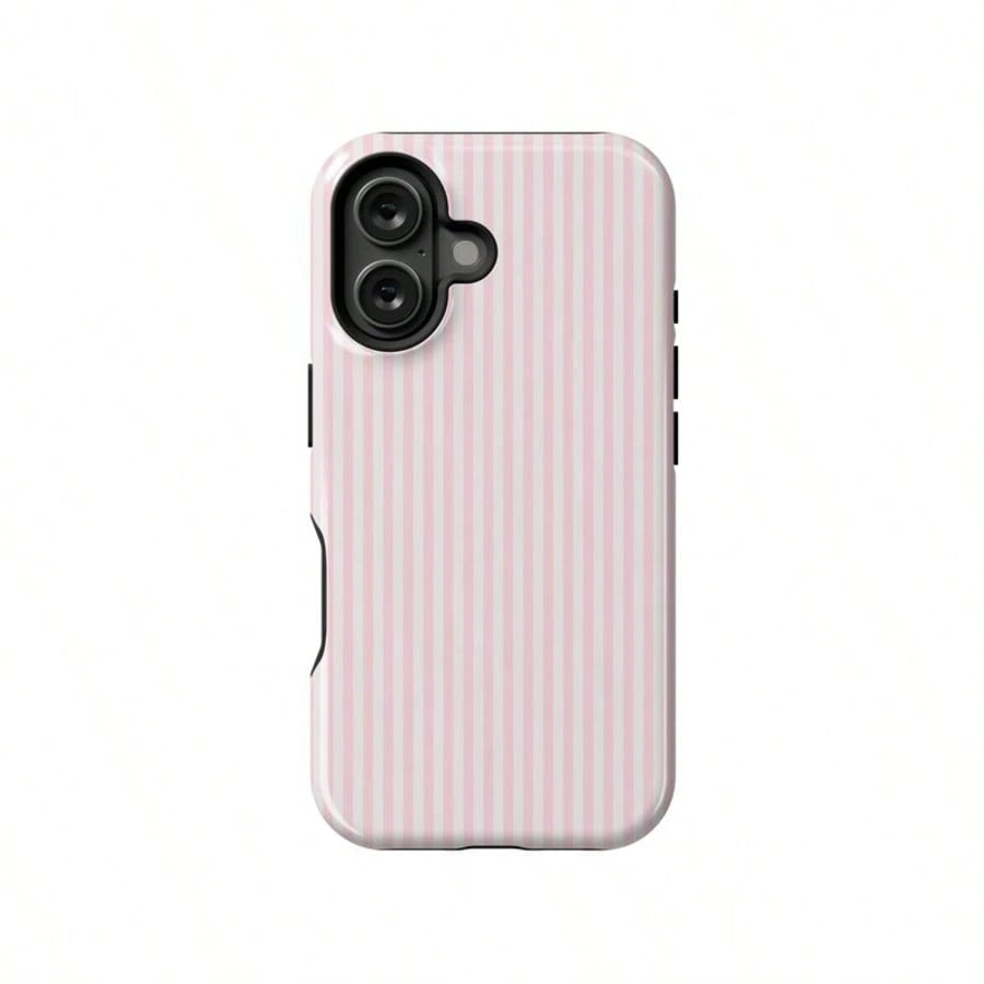 VESPOP Pink White Striped Pattern Shock-Proof Fashion Phone Case, Suitable For IPhone 17/16/15/14/13/12/11 Pro Max/Pro Plus/12 Mini/13 Mini, Galaxy S26 S25 S24 S23 S22 S21 Plus Ultra Birthday Gift