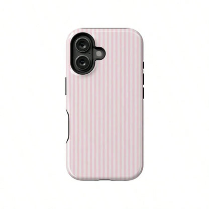 VESPOP Pink White Striped Pattern Shock-Proof Fashion Phone Case, Suitable For IPhone 17/16/15/14/13/12/11 Pro Max/Pro Plus/12 Mini/13 Mini, Galaxy S26 S25 S24 S23 S22 S21 Plus Ultra Birthday Gift