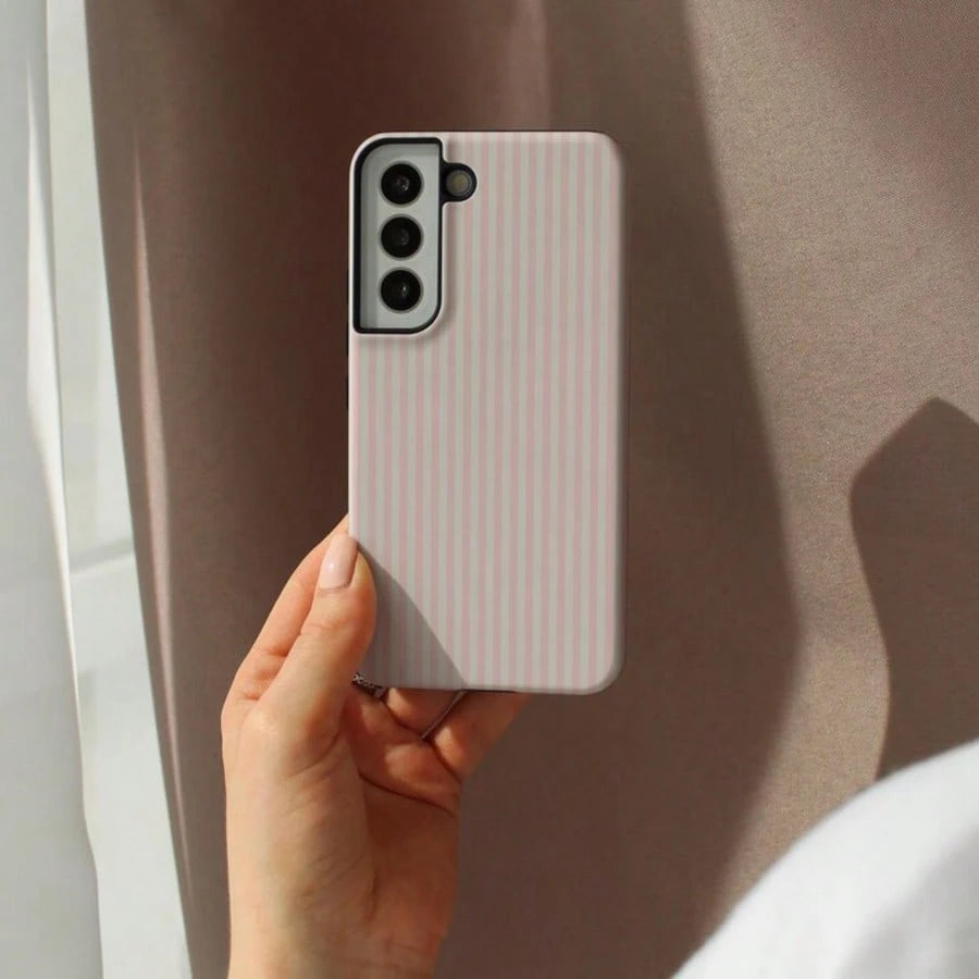 VESPOP Pink White Striped Pattern Shock-Proof Fashion Phone Case, Suitable For IPhone 17/16/15/14/13/12/11 Pro Max/Pro Plus/12 Mini/13 Mini, Galaxy S26 S25 S24 S23 S22 S21 Plus Ultra Birthday Gift