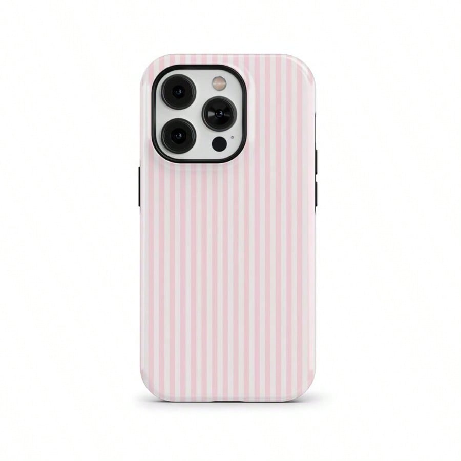 VESPOP Pink White Striped Pattern Shock-Proof Fashion Phone Case, Suitable For IPhone 17/16/15/14/13/12/11 Pro Max/Pro Plus/12 Mini/13 Mini, Galaxy S26 S25 S24 S23 S22 S21 Plus Ultra Birthday Gift