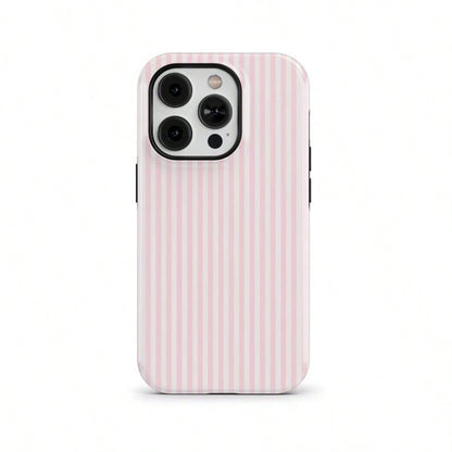 VESPOP Pink White Striped Pattern Shock-Proof Fashion Phone Case, Suitable For IPhone 17/16/15/14/13/12/11 Pro Max/Pro Plus/12 Mini/13 Mini, Galaxy S26 S25 S24 S23 S22 S21 Plus Ultra Birthday Gift