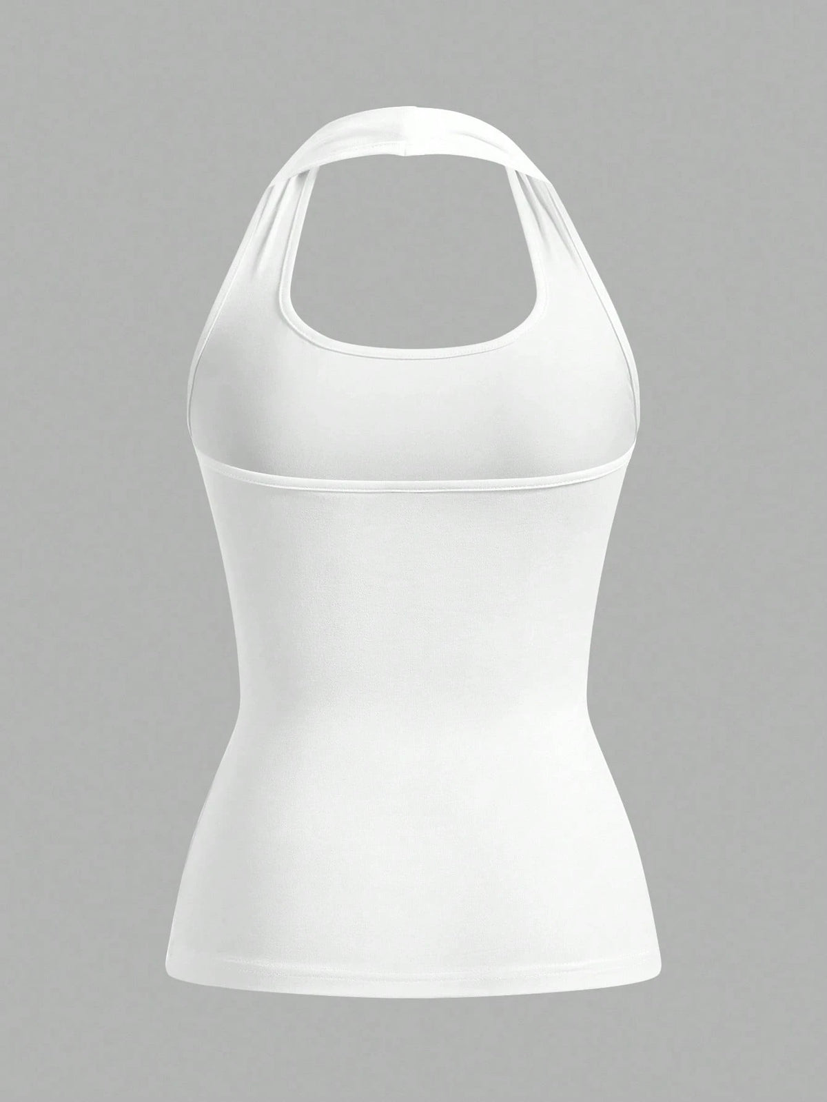 Veykashi Plus Size Women White Tight Cropped Halter Neck Tank Top, Suitable For Summer
