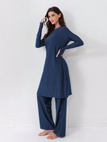 VFJ Women's Swimwear 2 Pieces Set, Full Coverage Sun Protection Clothing, Islamic Burkini Swimwear, Long Beach Outfit Vacation Summer