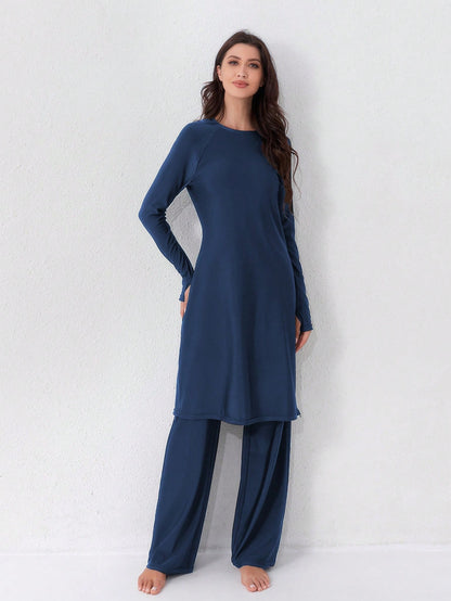 VFJ Women's Swimwear 2 Pieces Set, Full Coverage Sun Protection Clothing, Islamic Burkini Swimwear, Long Beach Outfit Vacation Summer