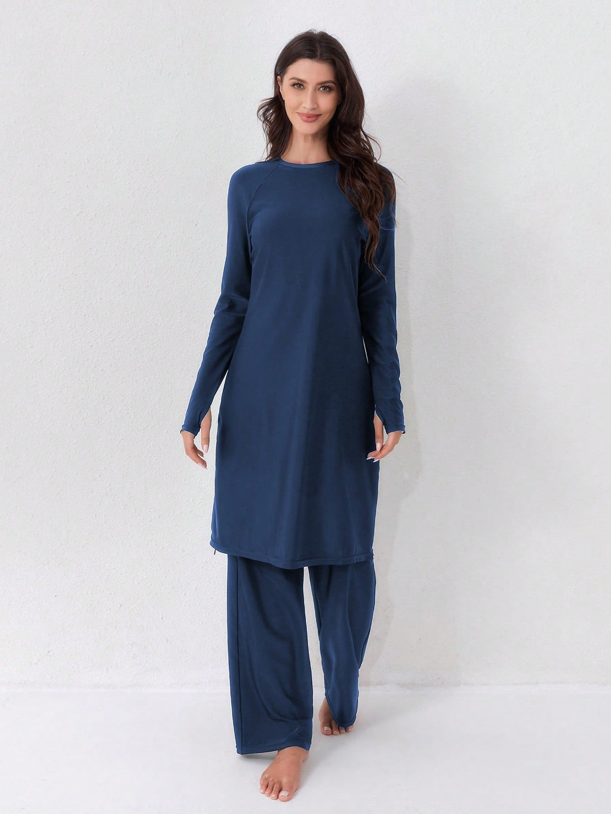 VFJ Women's Swimwear 2 Pieces Set, Full Coverage Sun Protection Clothing, Islamic Burkini Swimwear, Long Beach Outfit Vacation Summer