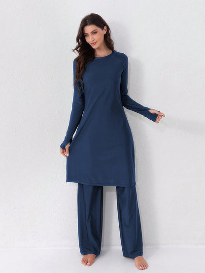 VFJ Women's Swimwear 2 Pieces Set, Full Coverage Sun Protection Clothing, Islamic Burkini Swimwear, Long Beach Outfit Vacation Summer
