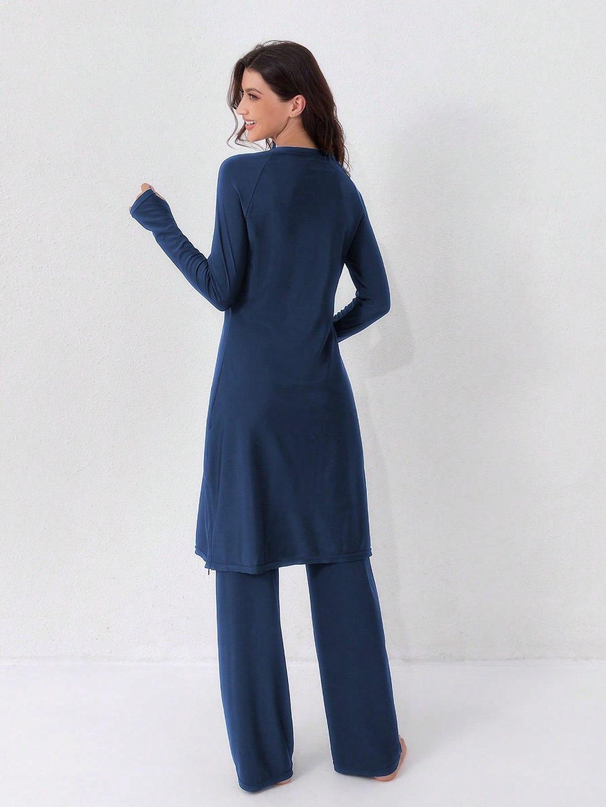 VFJ Women's Swimwear 2 Pieces Set, Full Coverage Sun Protection Clothing, Islamic Burkini Swimwear, Long Beach Outfit Vacation Summer