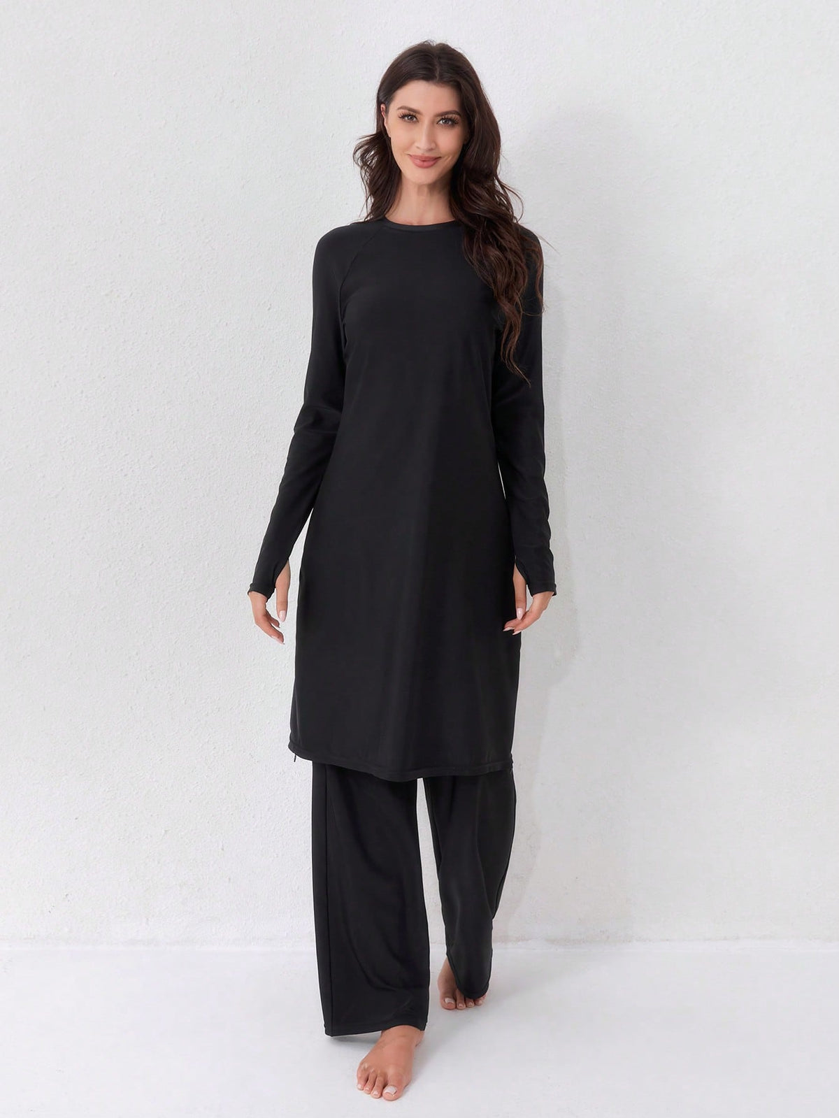 VFJ Women's Swimwear 2 Pieces Set, Full Coverage Sun Protection Clothing, Islamic Burkini Swimwear, Long Beach Outfit Vacation Summer