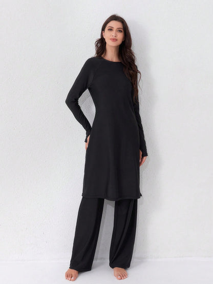 VFJ Women's Swimwear 2 Pieces Set, Full Coverage Sun Protection Clothing, Islamic Burkini Swimwear, Long Beach Outfit Vacation Summer