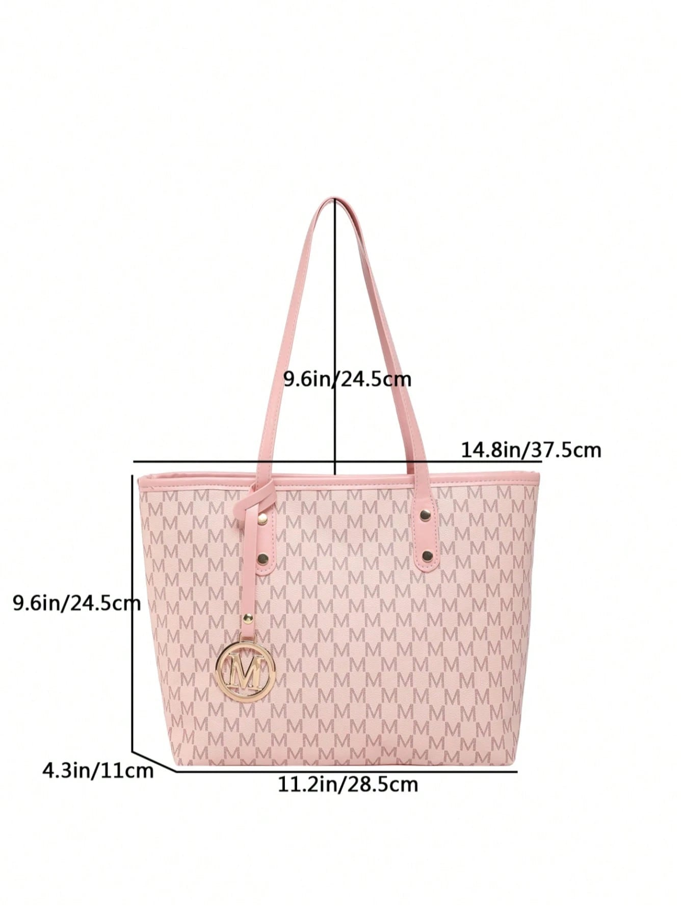 Vintage Letter Print Shoulder Tote Bag, Large Capacity Shoulder Bag, Underarm Bag Essential For Commuting, Mother's Day Gift,Pink Bag