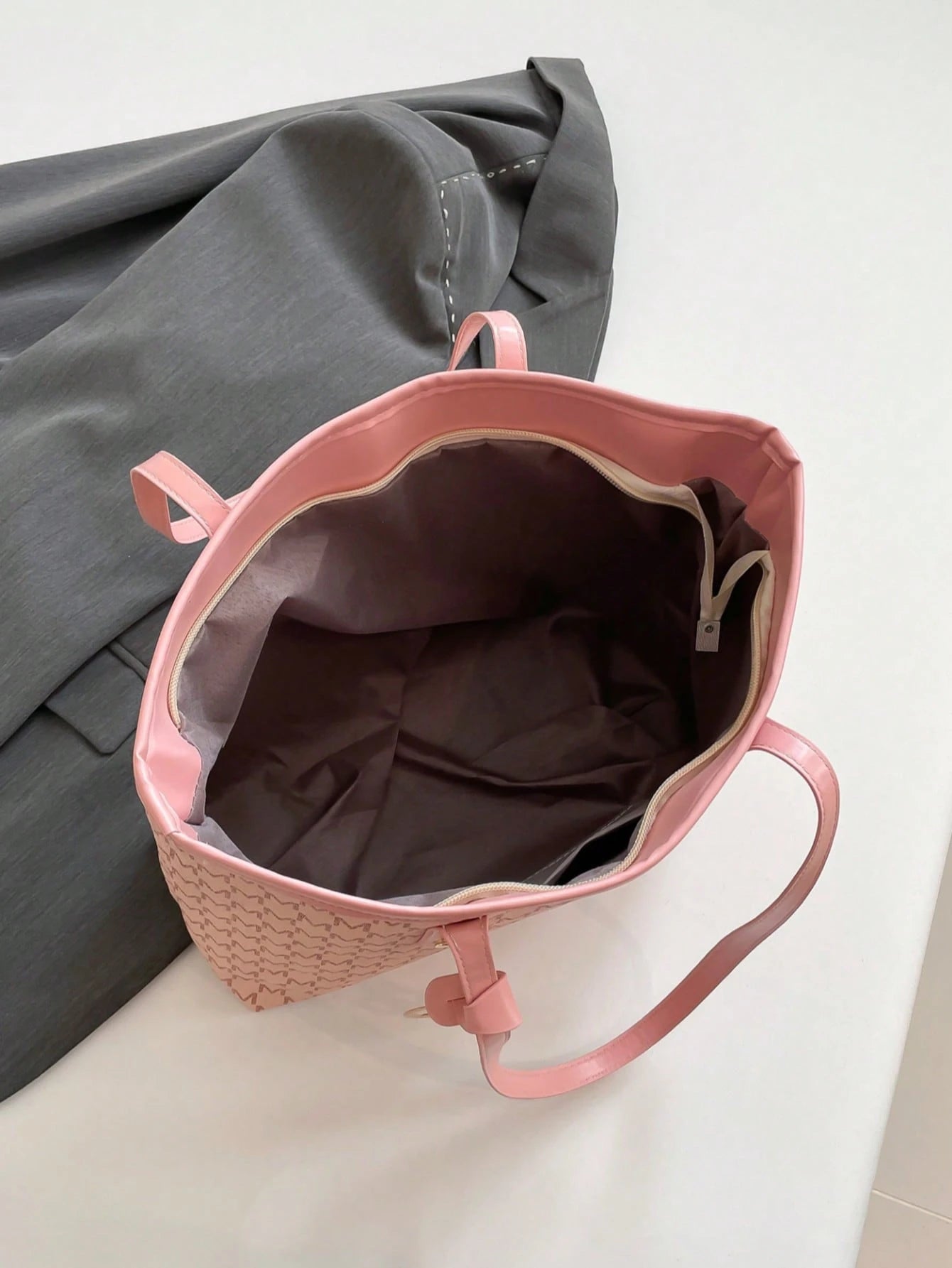 Vintage Letter Print Shoulder Tote Bag, Large Capacity Shoulder Bag, Underarm Bag Essential For Commuting, Mother's Day Gift,Pink Bag