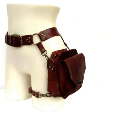 Vintage-Style Small Square Women's Crossbody Bag, Thigh And Waist Motorcycle Style, Side Medieval Knight Personality.