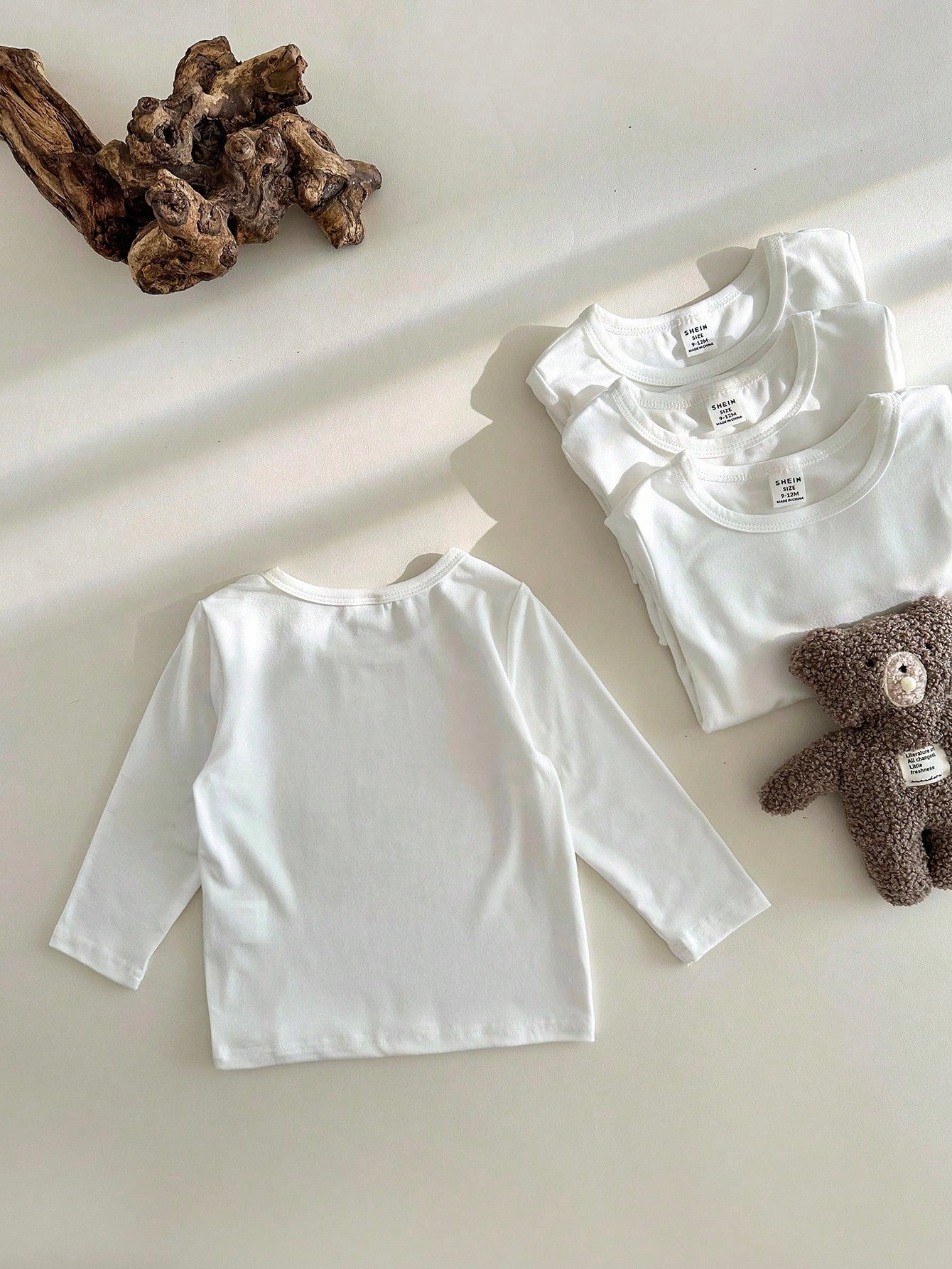 Vintaside Kids 4pcs Baby Boy White Round-Neck Long-Sleeved T-Shirts Set,Autumn Winter Basic Date Casual Multi-Pieces Comfortable Versatile Spring Tops