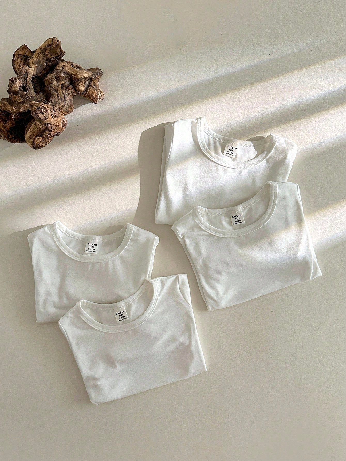 Vintaside Kids 4pcs Baby Boy White Round-Neck Long-Sleeved T-Shirts Set,Autumn Winter Basic Date Casual Multi-Pieces Comfortable Versatile Spring Tops