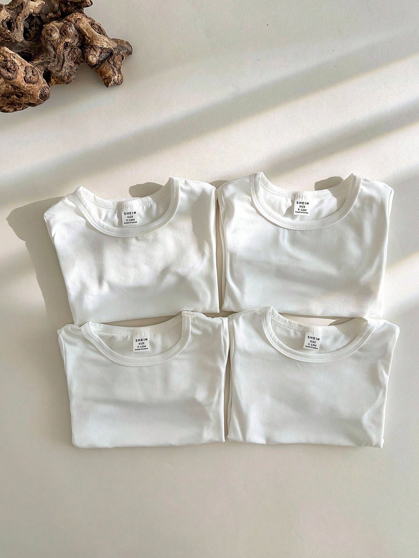 Vintaside Kids 4pcs Baby Boy White Round-Neck Long-Sleeved T-Shirts Set,Autumn Winter Basic Date Casual Multi-Pieces Comfortable Versatile Spring Tops