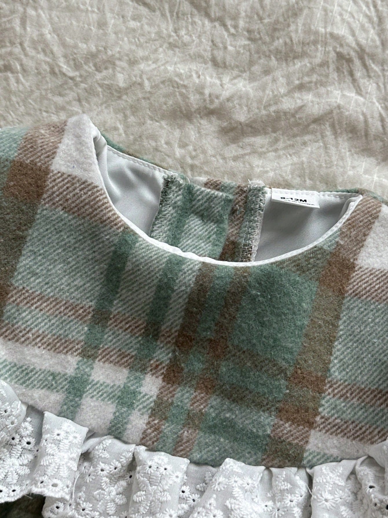Vintaside Kids Baby Girl Red And White Plaid Woolen Fabric Thickened Soft Dress,Modest Matching Family Outfit For Autumn,Countryside Style,Fashion,Cute,Elegant