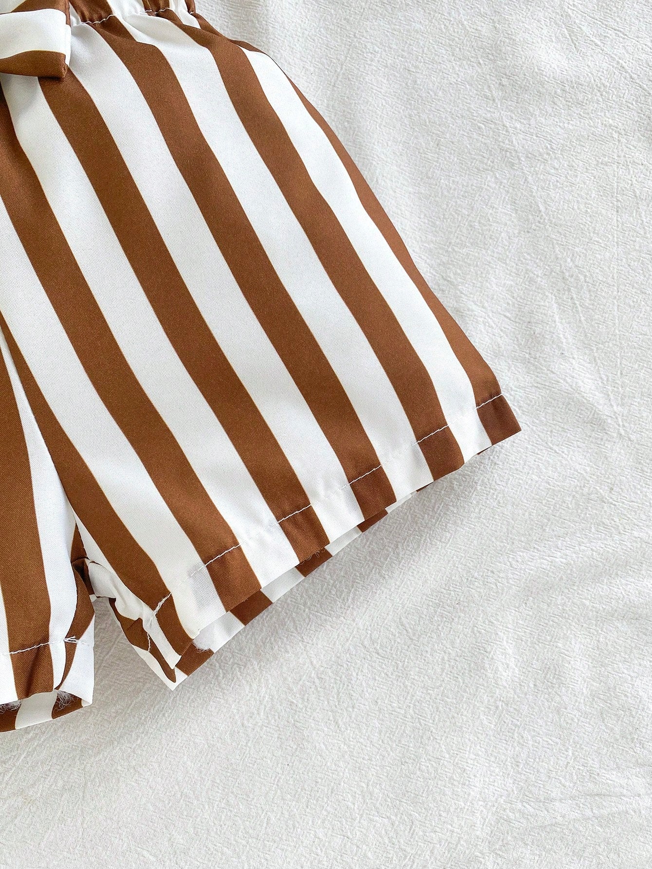 Vintaside Kids Baby Girl Summer Knot Hem Tank Top And Striped Paperbag Waist Belted Shorts Set