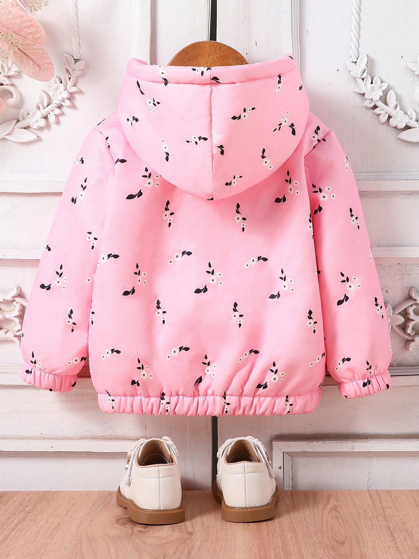 Vintaside Kids Baby Girls Toddlers Autumn/Winter New Daily Casual Cute Floral Pink Flower Warm Jacket Thick Coat Hooded Jacket Hooded Coat Fleece Jacket With Fleece Lining