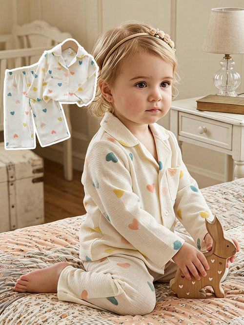 Vintaside Kids Babygirl Infant Girl Spring/Autumn Long Sleeve Polka Dot Fashionable Versatile Shirt And Casual Fashionable Versatile Long Pants Set, Suitable For Travel, Vacation, Daily Outings