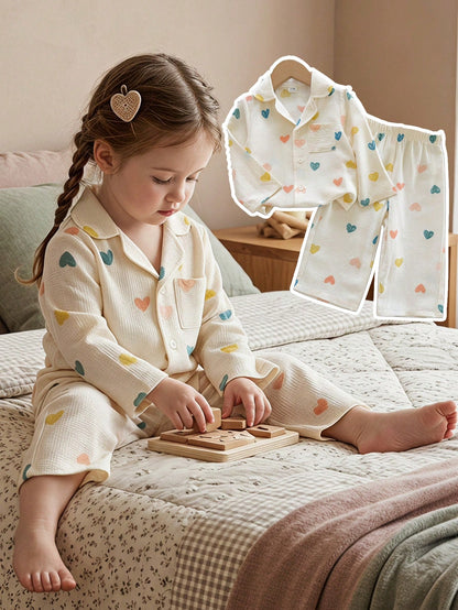 Vintaside Kids Babygirl Infant Girl Spring/Autumn Long Sleeve Polka Dot Fashionable Versatile Shirt And Casual Fashionable Versatile Long Pants Set, Suitable For Travel, Vacation, Daily Outings