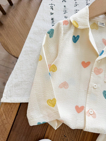 Vintaside Kids Babygirl Infant Girl Spring/Autumn Long Sleeve Polka Dot Fashionable Versatile Shirt And Casual Fashionable Versatile Long Pants Set, Suitable For Travel, Vacation, Daily Outings