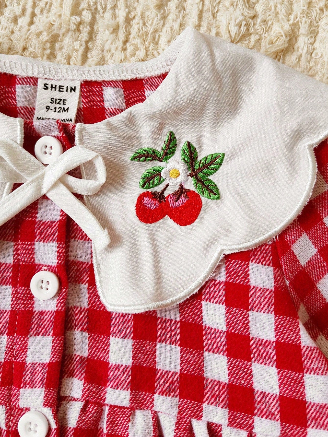 Vintaside Kids Babygirl Toddler Girls'cute Red And White Plaid Autumn Matching Family Dress,Embroidered Lapel Long Sleeve Western Plaid Dress For Birthday Party