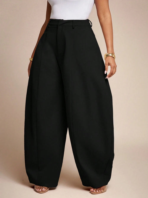 Vixey Seam Detail High Waist Barrel Leg Office Pants, Office Wear, Workwear, Desk To Dinner